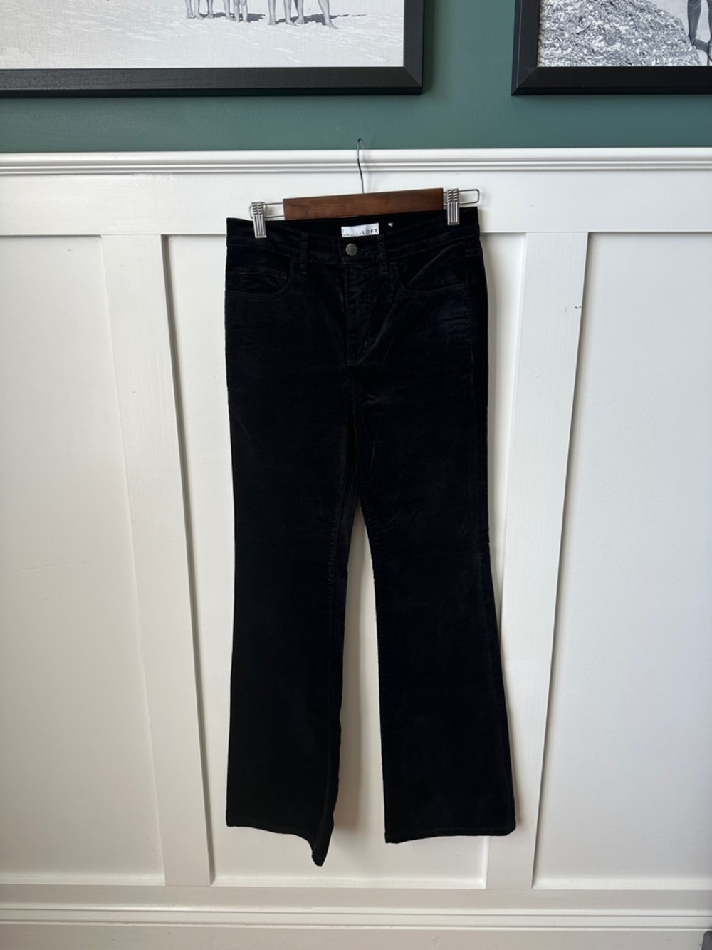 LOFT Black Corduroy Straight-Leg Pants